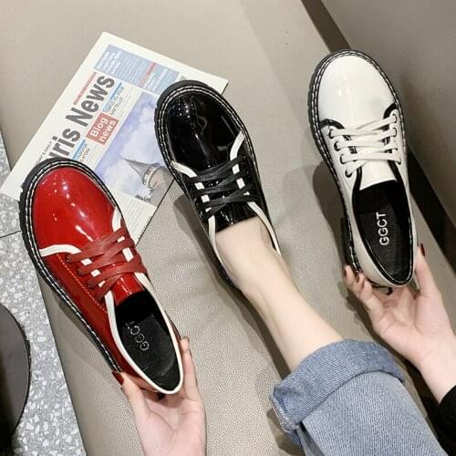 Women Flat Shoes 2020 Spring New lace-up comfortable flat non-slip wear-resistant cute casual wild student platform shoes U29-05