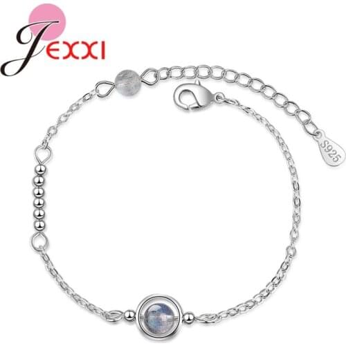 Elegant Chain Bracelet 925 Sterling Silver Mystic Crystal Beads Star Moon Charm Bangles for Women Jewelry Gift