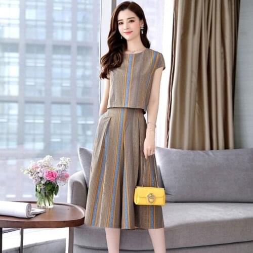 2019 Fashion Loose Comfortable Women Sets Blouse and Wide Leg Pants Female Sets