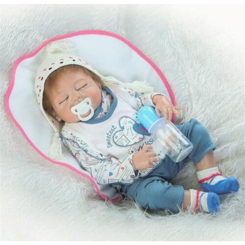 23inch Full Body Silicone Reborn Baby Doll Toy Lovely Birthday Gift Fashion Play House Toy sleeping lifelike Brinquedos doll