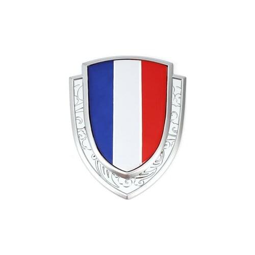 3D Silver Metal French Flag Car Trunk Window Side Emblem Badge Decal Sticker Car Accessories
