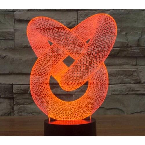 3D LED Night Light Ring Continuous Ring The First Shape with 7 Colors Light for Home Decoration Lamp Amazing Visualization