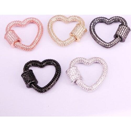 4PCS, Heart Screw Clasp, Screw Clasp, Buckle Clasp, Pave Clasp, Interlocking Clasp, Pave Clasp