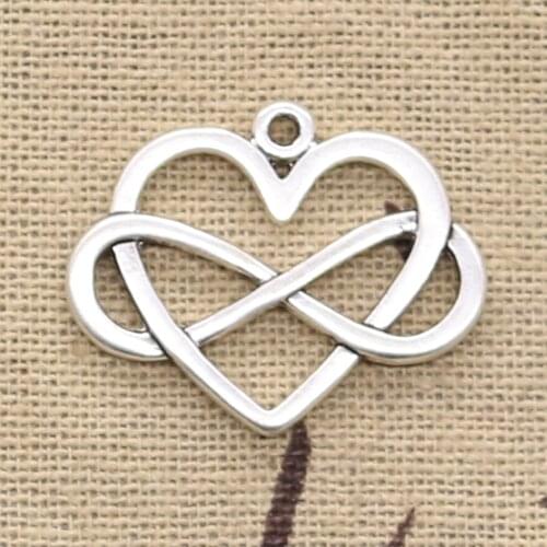 8pcs Charms Heart Infinity Love Forever 22x27mm Antique Silver Color Pendants Making DIY Handmade Tibetan Finding Jewelry