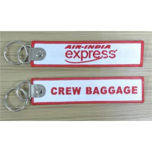 Air-India Express Crew Baggage Custom Embroidery Keychain With Metal Ring