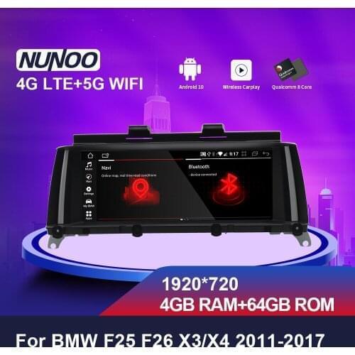 Android 10 Car Radio Multimedia Player Nunoo 8.8 Inch GPS Navigation Carplay For BMW X3 F25 X4 F26 CIC NBT 2011-2017 4GB 64GB
