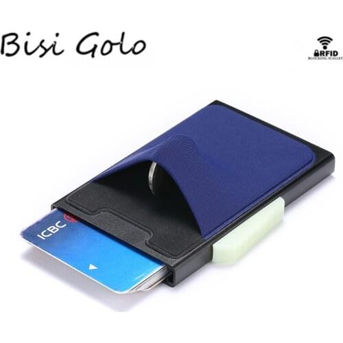 BISI GORO RFID Business Hot Credit Card Holder Men Multifunction Automatic Aluminium Box Cards Case Men Mini Wallet Slim Purse