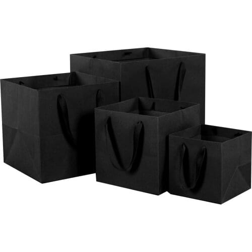 Black Simple Paper Gift Bag DIY Multifunction Paper Bag with Handles Festival Gift Bag Shopping Clothes Shoes Bags Kraft Paper