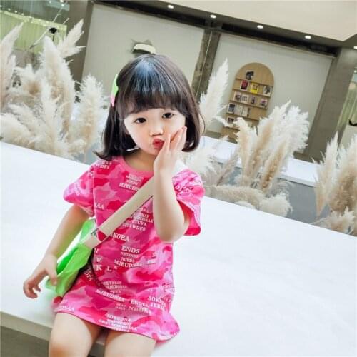 1 2 3 4 5 6 Years Toddler Girls Dress Spring Summer Casual Pink Short Sleeves Kids Dresses For Girls Children Clothing 2020 New