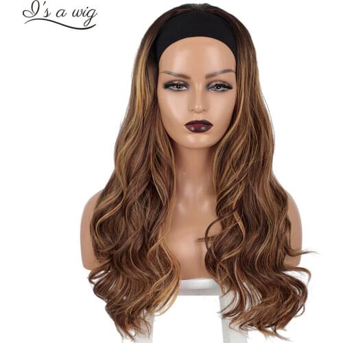 Is a wig Long Wavy Brown Mix Blonde Headband Wig Highlight Synthetic Wigs for Black Women Black Red Daily Use Women Wigs