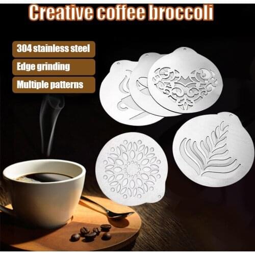 Creative Coffee Decorating Molds DIY Dessert Cake Mould Portable Stainless Steel Printed Plate Reusable Kitchen Tools XHC88