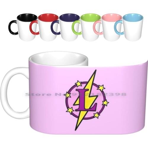 Cute Superhero Girl Super Letter L-Pink And Purple Ceramic Mugs Coffee Cups Milk Tea Mug My Little Super Hero Letter Kids Baby