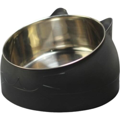 Stainless Steel Cat Bowl Non Slip Puppy Base Cat Food Drinking Water Feeder Tilt Neck Protection Dish Pet Bowl