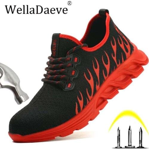 Men Lightweight Safety Shoes Steel Toe Work Shoes Breathable Outdoor Sneaker Anti-crush Anti-piercing Work Boots Plus size 35-48