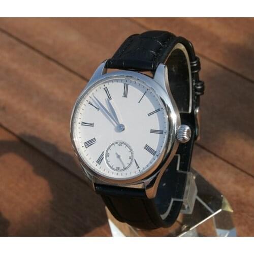 44mm geervo White Roman dial Asian 6498 17 jewels Mechanical Hand Wind movement mens watch gr345-g8