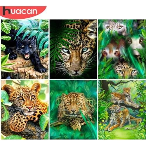 HUACAN Painting By Numbers Leopard Animal Acrylic Unique Gift Hand Painted On Canvas Picture By Numbers Tree For Living Room