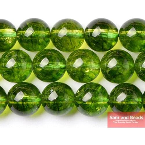 Natural Stone Smooth Olive Green Quartz Loose Beads 16" Strand 6 8 10 12 MM Pick Size For Jewelry Making OGQB01