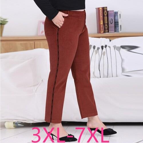 New autumn winter plus size pants for women loose casual large elastic waist thick straight long trousers 3XL 4XL 5XL 6XL 7XL