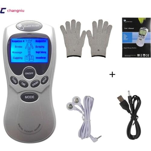 New whole English key Hand Pain Relief Massager Therapy Massage Electric Digital Massager With Fiber Electrode Massage Gloves