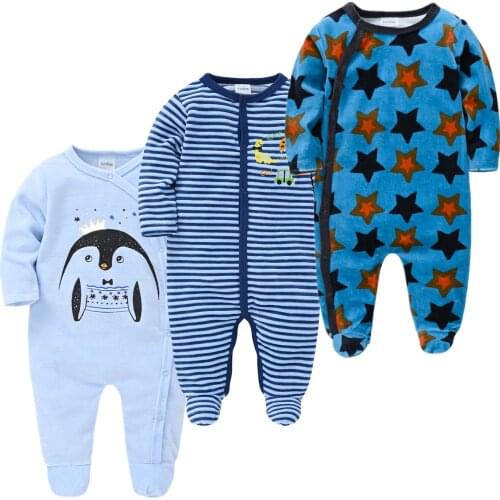 Toddler Boys Pajamas Sleepsuits Fleece Climbs Infant Baby Warm Velvet Pyjamas Catoon Bear Sleepwear Boys Home Suit Winter
