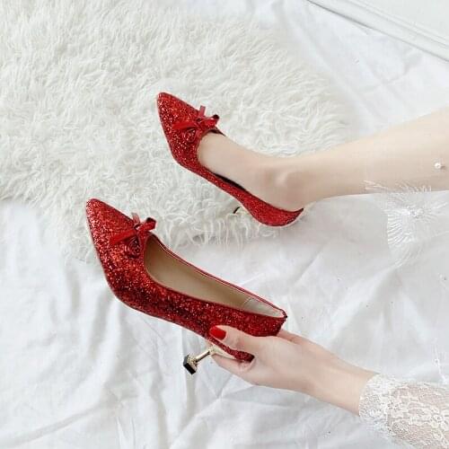 Plus Size Hot Women Shoes Pointed Toe Pumps Patent Leather Dress High Heels Boat Wedding Zapatos Mujer Blue Wine Red U22-46