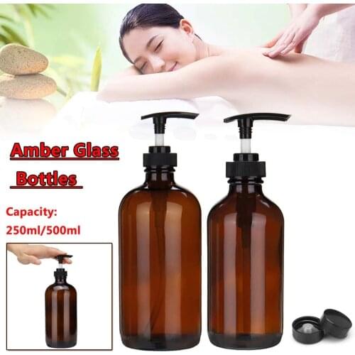 250/500ML Amber Empty Glass Spray Bottle Trigger Essential Oil Dispensers For Make Up/Skin Care Refillable Spray Air lotion Pump