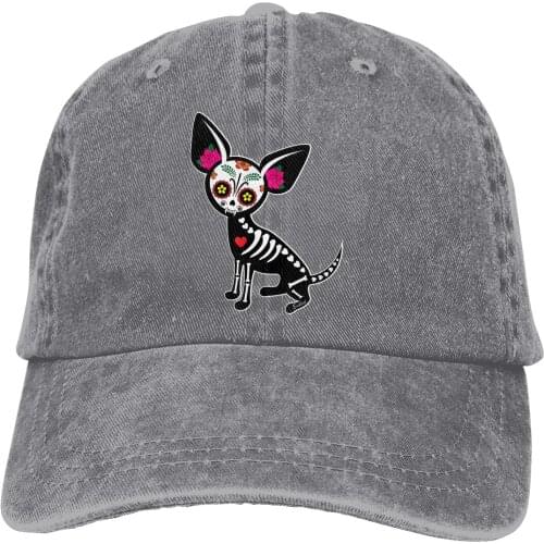Adjustable Solid Color Baseball Cap Chihuahua Muerta Washed Cotton Mexican Sugar Skull Funny Sports Woman Hat