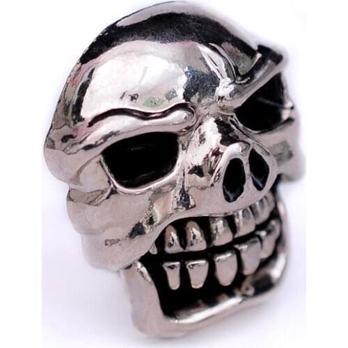 10X Biker Shiny Silver Angry Skull LeatherCraft Belt Conchos Button Rivet Back