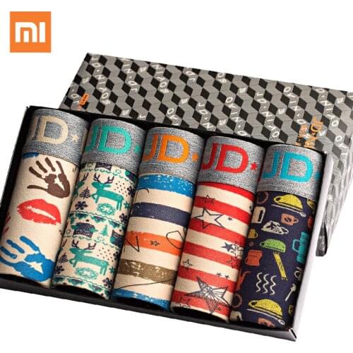 5PCS/Lot Xiaomi Mijia Underwear Men Cotton Boxer Print Underwear Homme Underpants Male Panties Breathbale Shorts U Convex Pouch