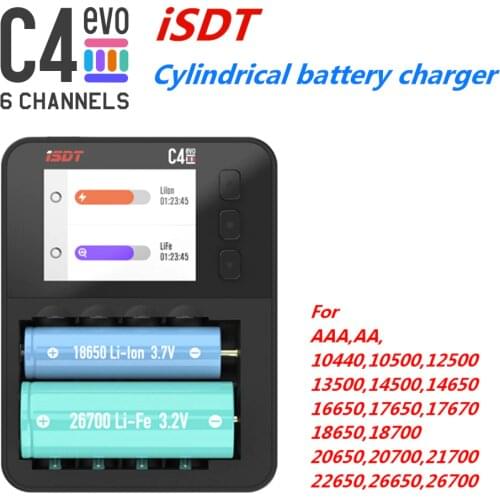 Original ISDT C4 EVO Smart Battery Charger With Type-C QC3.0 Output for AA AAA Li-ion Battery with IPS Display Screen