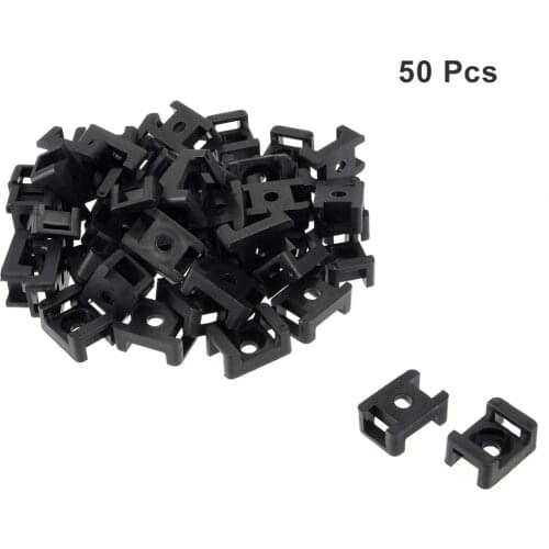 Uxcell 50Pcs 9.2mm Hole Width Cable Tie Base HC-2 Saddle Type Wire Holder Black Nylon 6.5mm Screw Hole 23x16x10mm