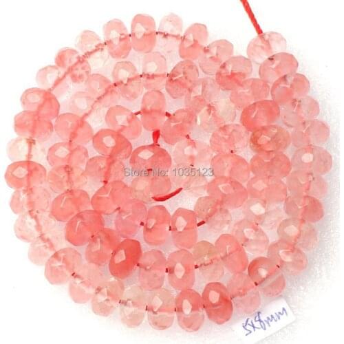 High Quality 5x8mm Faceted Rondelle Shape Watermelon Stone Loose Beads Strand 15" DIY Creative Jewellery Making w2066