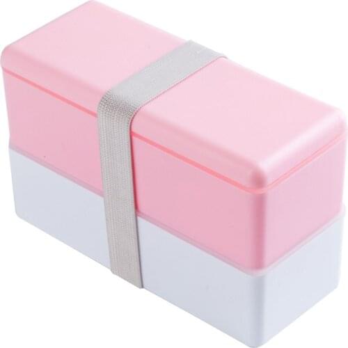 3 Colors High Quality Double Layers Large Capacity Portable Lunch Box Bento Box Food Storage Lunchbox