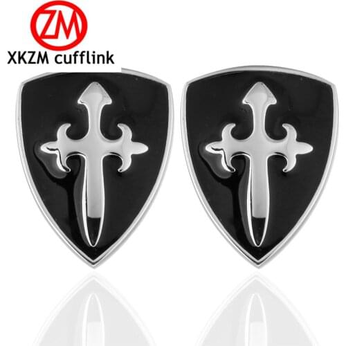 Formal Black Shield sword Cufflink for Mens Suits Buttons Geometric Wedding Cufflink French Grooms Shirt Brand Cuff Links