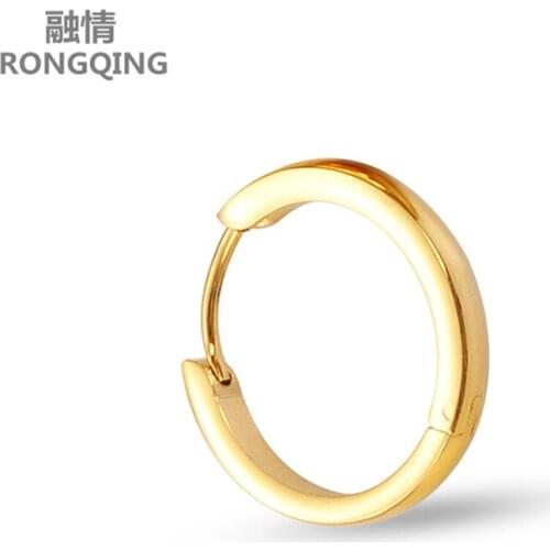 RONGQING 10pair/pack Round Clip Earrings Fashion Jewelry Factory Direct Stainless Steel for Women