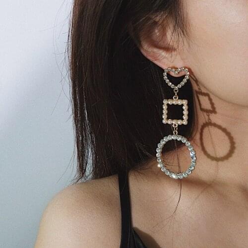 Abayabay Stud Earring Women Square Cute Drop Earrings Heart Girls Yellow Gold Color Crystal Trendy Jewelry Kolczyki Pendientes