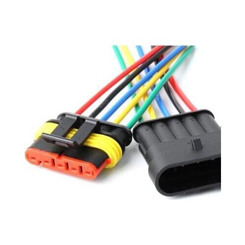 10/50/100sets/lot AMP TE 5 Pin/Way Waterproof Superseal Electrical Wiring Connector Plug With 0.5-1.5mm Wire Cable Pigtail