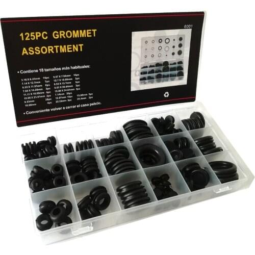 18Size Car Black Rubber Grommet Firewall Wiring Cable Gasket Assortment Case Set