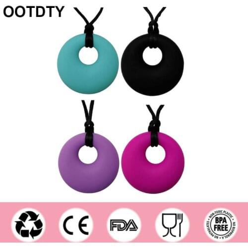 2 Pack Boys Girls Sensory Chew Necklace Silicone Chewy Pendant Jewelry for Autism, ADHD