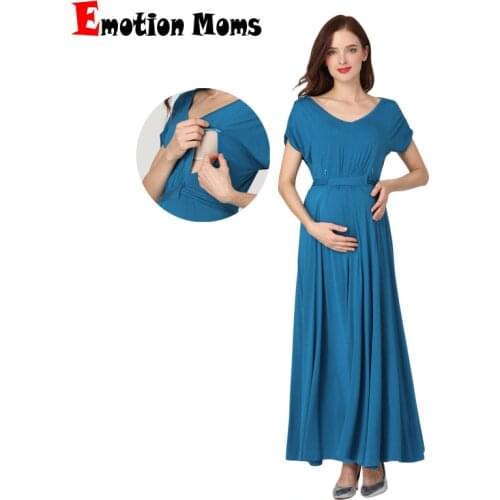 Emotion Moms 2020 Spring Summer Maternity Clothes Pregnant Women Dress Casual Sexy V Neck For Pregnant Women