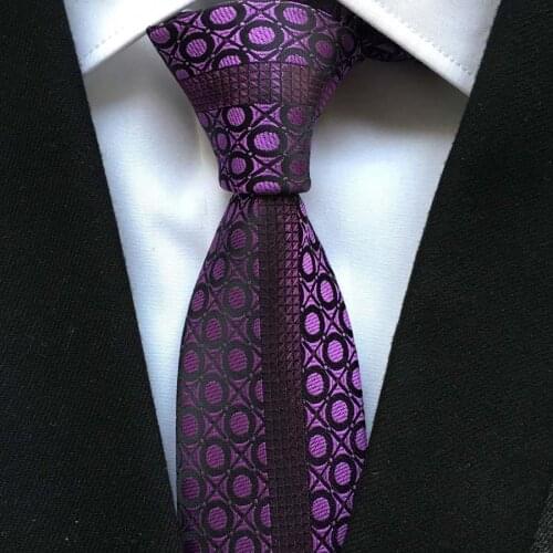 2021 Mens Ties Jacquard Woven Neck Tie Designer Panel Neckties Purple Geometric Pattern Cravat