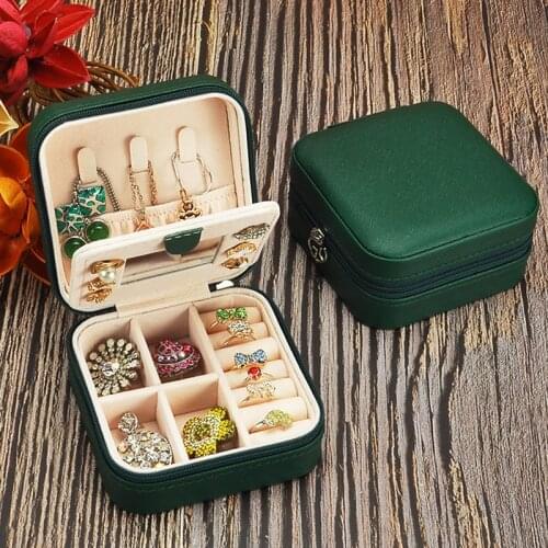 2020 Protable Waterproof Leather Candy Color Carry Storage Box Ring Holder Flannel Multi-function Jewelry Display