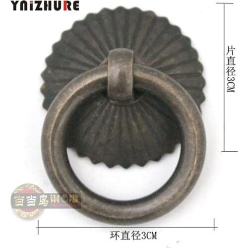 30mm Caddy Handle Antique Furniture Drawer Handles Copper Fittings Pure Copper Arches Piece Classic Annular With Screw