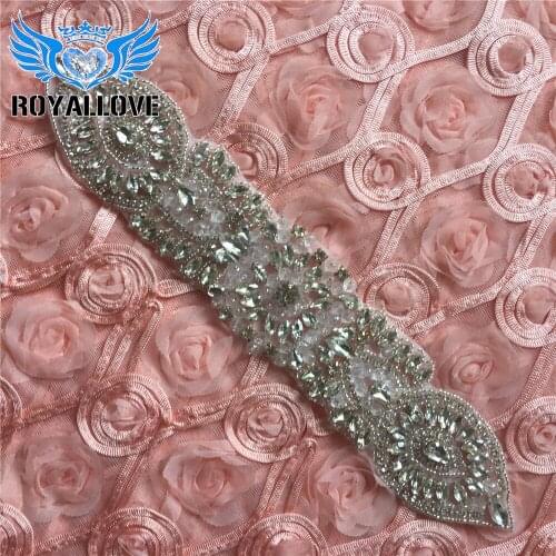 30pcs) Handmade Beaded Hot Fix Sliver Clear Bling Sew On Bridal Rhinestone Crystal Pearl Wedding Applique DIY Belt Sash Garter