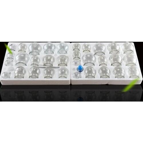 34 pcs acupuncture body massage glass cups vacuum cupping device blood circulation cupping glass