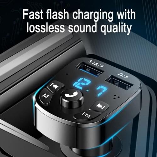 5.0 Version Car Bluetooth FM Transmitter MP3 Charger Dual Equipped Player Hands-free Wireless LED Display Dual USB Car Charger