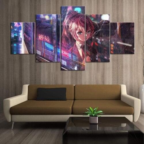 5 Piece Wall Art Canvas Anime Manga Figure Lovely Girl Pictures And Posters Home Living Room & Bedroom Decoration Paintings
