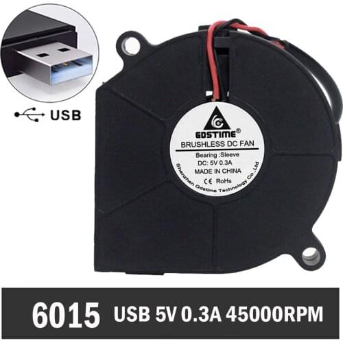 5pcs/lot Gdstime DC 6015S 5V USB 60MM x 15MM Turbine Brushless Cooling Blower Fan Fans