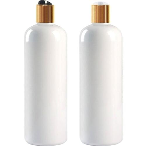 500ml gold Disc top Cap white bottle Empty Plastic Travel Bottle PET Lotion Bottle travel size plastic empty bottles for Shampoo