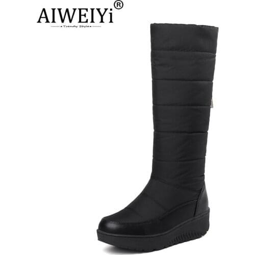 AIWEIYi Winter Warm Shoes Non-Slip Boots Outdoor Waterproof Snow Boots Thick-Soled Down Cotton Boots Plus Velvet Cotton Shoes